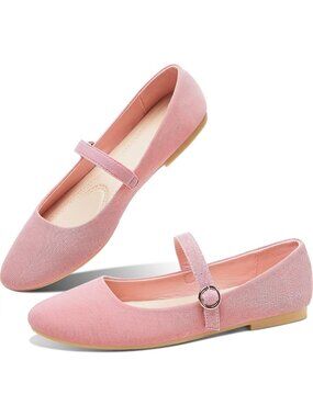 Womens Pink Canvas Round Toe Ballet Flats Business Flats Comfortable Flat Shoes